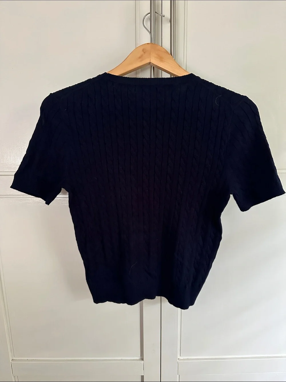 NWT Polo Ralph Lauren Women’s Cable Knit Short Sleeve Sweater Navy Blue PSmall